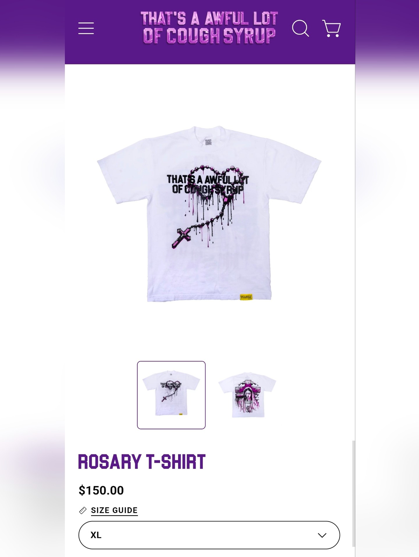 White Graphic Tee With Pink & Black Dripping Rosary Design